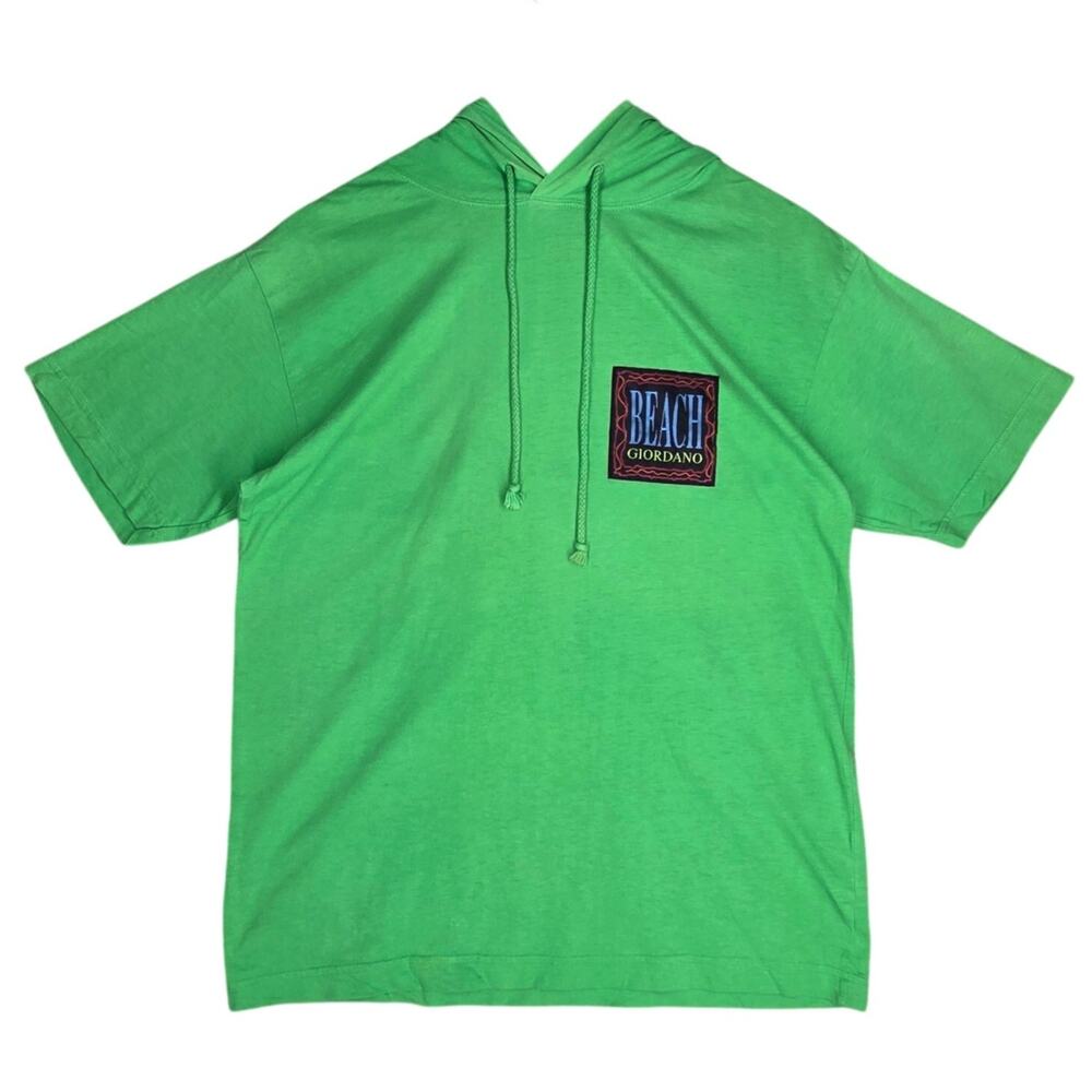 GIORDANO ORIGINALS SHORT‑SLEEVE HOODED TEE – SIZE S – GREEN – MINIMALIST
